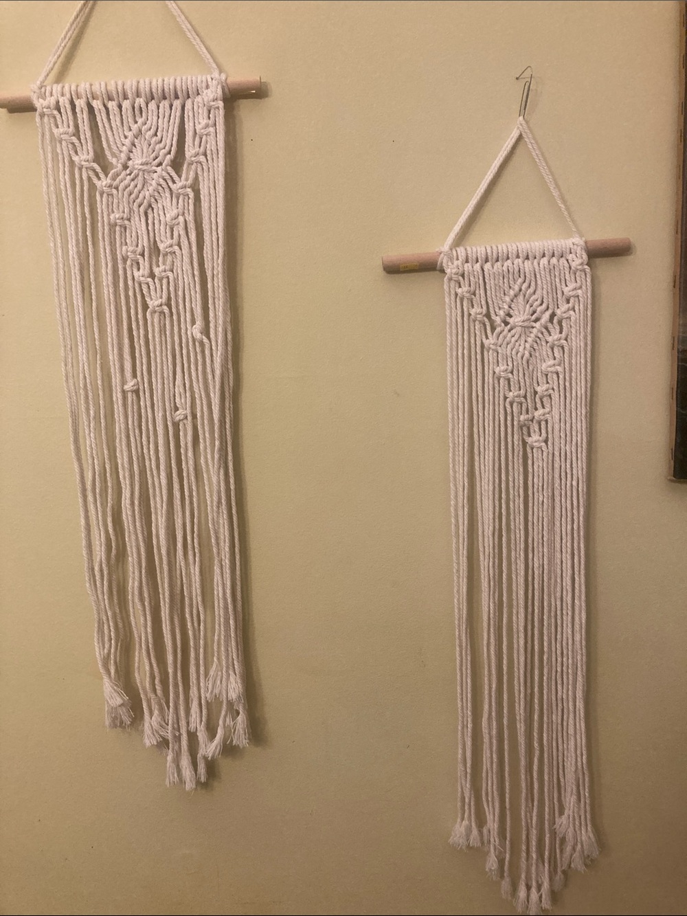 Boho Cotton Macramé Wall Hanging Pair - off White